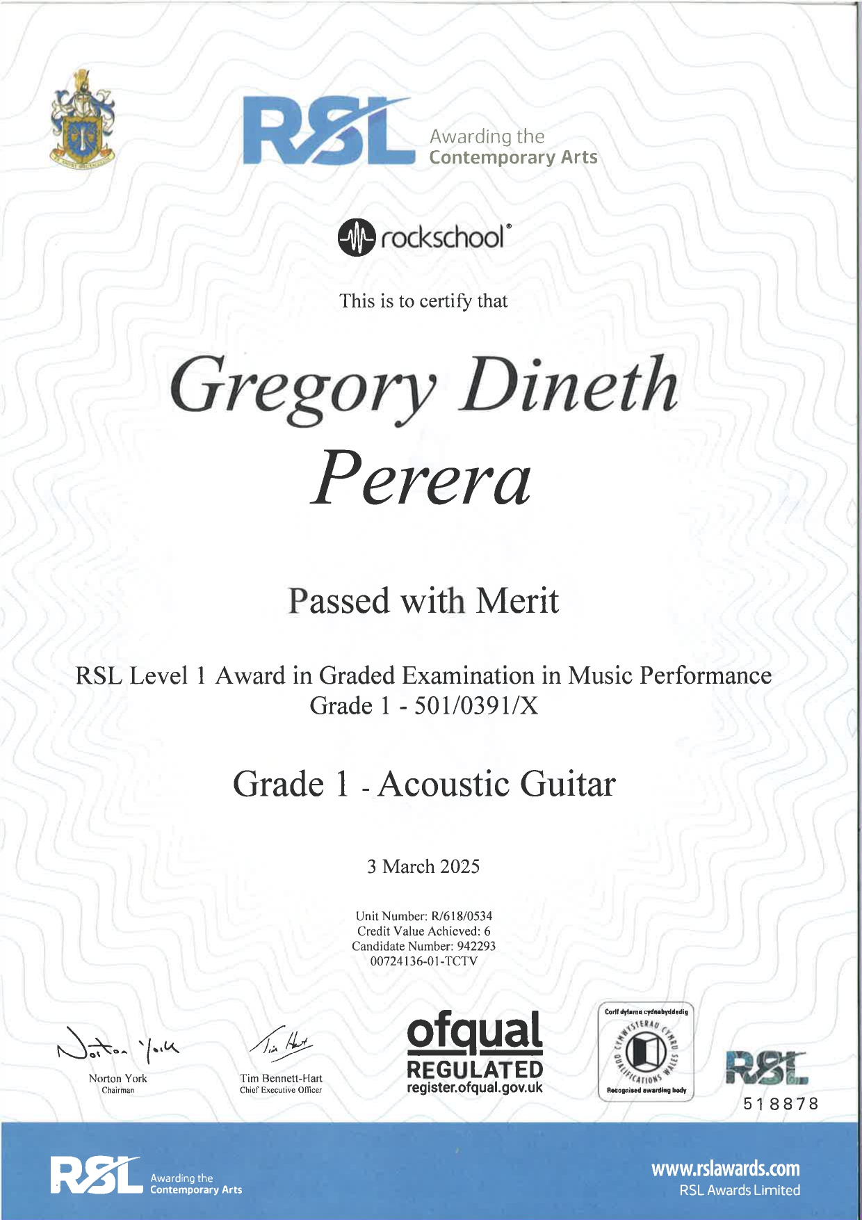 Music Certificate